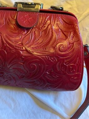 Patricia Nash Embossed Leather Crossbody Bag - Red